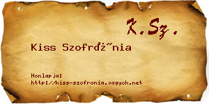 Kiss Szofrónia névjegykártya
